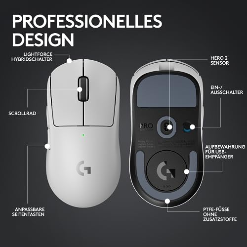 Logitech G PRO X 60 Lightspeed kabellose Gaming-Tastatur, Ultra-kompakte mechanische 60%-TKL-Tastatur für PC (QWERTZ DE) + PRO X Superlight 2 Lightspeed Kabellose Gaming-Maus - Weiß Bild 7