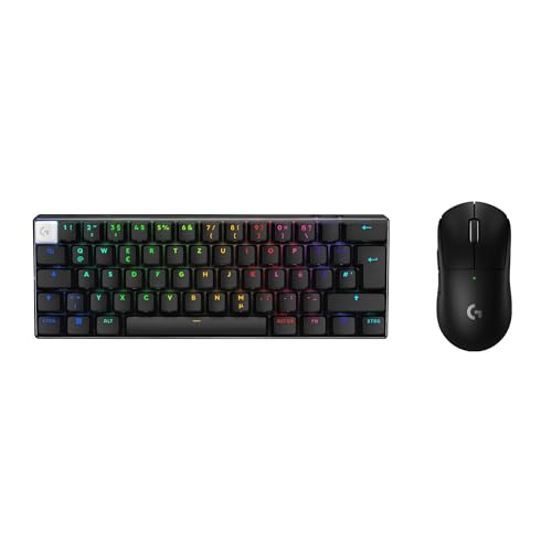 Logitech G PRO X 60 Lightspeed kabellose Gaming-Tastatur, Ultra-kompakte mechanische 60%-TKL-Tastatur für PC (QWERTZ DE) + PRO X Superlight 2 Lightspeed Kabellose Gaming-Maus - Schwarz Bild 1