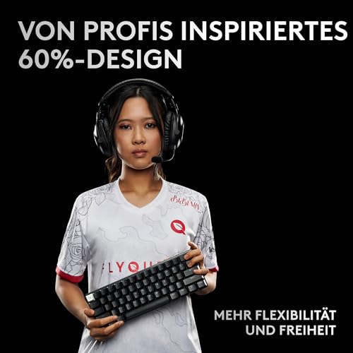 Logitech G PRO X 60 Lightspeed kabellose Gaming-Tastatur, Ultra-kompakte mechanische 60%-TKL-Tastatur für PC (QWERTZ DE) + PRO X 2 Lightspeed Wireless Gaming Headset - Schwarz Bild 7