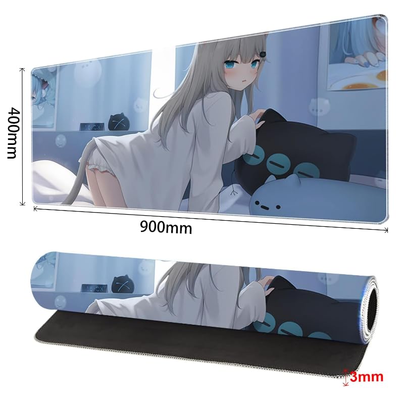 Gaming-Mauspad, 900 x 400 x 3 mm, rutschfest, Gamer, Mauspad, Anime, Schreibtischunterlage, Mausunterlage, Computer-Matte, Comic Girl Mouse Pad Bild 2
