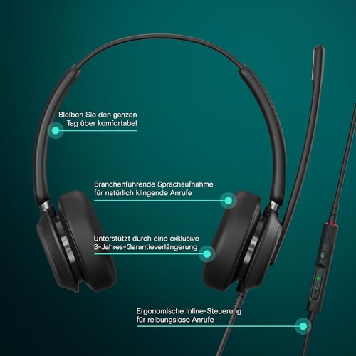 EPOS IMPACT 760 - Doppelseitiges USB C und USB A kabelgebundenes Büro Headset mit Noise Cancelling Mikrofon, In-Line-Steuerung, hochwertiger Klang, bequeme Passform, für Business und Home-Office Bild 2