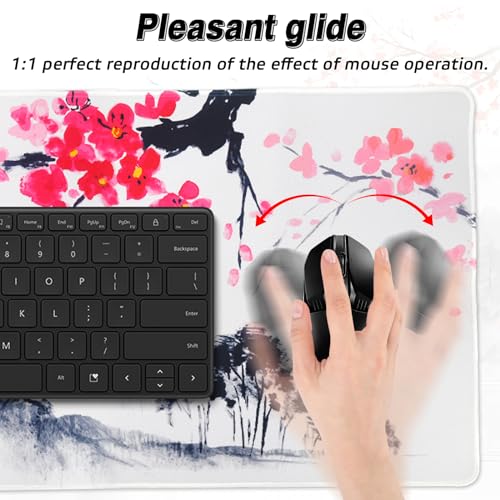 Mauspad Gaming Mousepad XXL 900 x 400 mm Schreibtischunterlage Groß Mausped Weiß Mausunterlage Mausoad Mouspad Japan Sakura Mauspad mit Motiv für PC Büro Desk Mat Laptop Computer (Stil 1) Bild 3