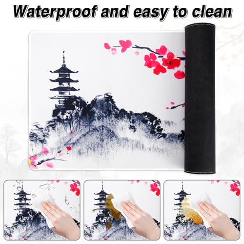 Mauspad Gaming Mousepad XXL 900 x 400 mm Schreibtischunterlage Groß Mausped Weiß Mausunterlage Mausoad Mouspad Japan Sakura Mauspad mit Motiv für PC Büro Desk Mat Laptop Computer (Stil 1) Bild 4