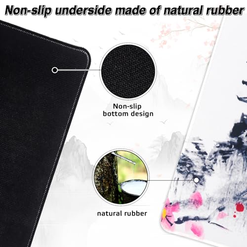 Mauspad Gaming Mousepad XXL 900 x 400 mm Schreibtischunterlage Groß Mausped Weiß Mausunterlage Mausoad Mouspad Japan Sakura Mauspad mit Motiv für PC Büro Desk Mat Laptop Computer (Stil 1) Bild 6