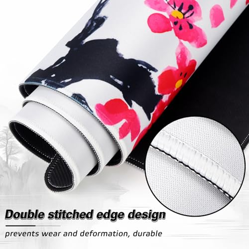 Mauspad Gaming Mousepad XXL 900 x 400 mm Schreibtischunterlage Groß Mausped Weiß Mausunterlage Mausoad Mouspad Japan Sakura Mauspad mit Motiv für PC Büro Desk Mat Laptop Computer (Stil 1) Bild 7