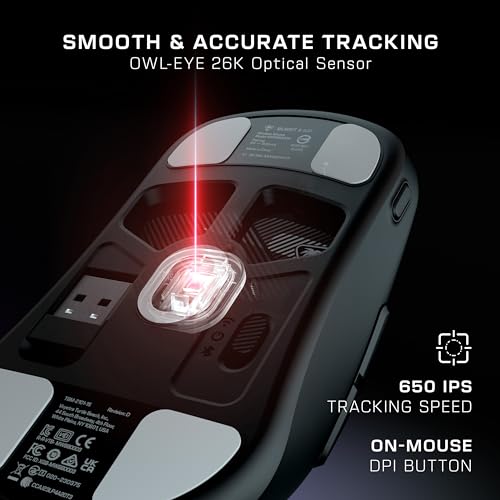 Turtle Beach Burst II Air – Kabellose 2,4-GHz-Gaming-Maus: ultraleichte 47 g, Optical Switches, symmetrisch, optischer Sensor, 26k DPI, Bluetooth, bis zu 120h Akkulaufzeit - Schwarz Bild 4