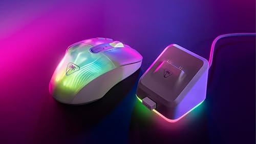Turtle Beach Kone XP Air – Kabellose, anpassbare und ergonomische RGB-Gaming-Maus, Bluetooth, optischer Sensor 19K DPI, bis zu 100-Stunden-Akku und Ladestation - Weiß Bild 2