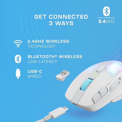 Turtle Beach Kone XP Air – Kabellose, anpassbare und ergonomische RGB-Gaming-Maus, Bluetooth, optischer Sensor 19K DPI, bis zu 100-Stunden-Akku und Ladestation - Weiß Bild 6