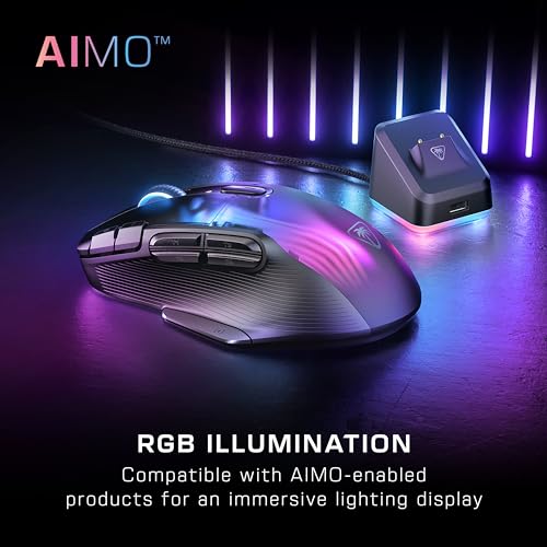 Turtle Beach Kone XP Air – Kabellose, anpassbare und ergonomische RGB-Gaming-Maus, Bluetooth, optischer Sensor 19K DPI, bis zu 100-Stunden-Akku und Ladestation - Schwarz Bild 5