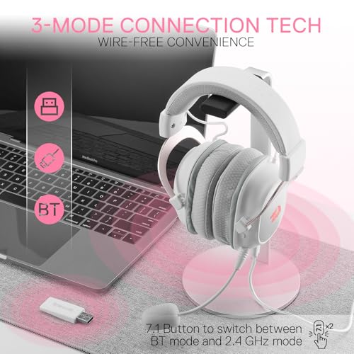 Redragon H510 PRO 3-Modus-RGB-Gaming-Headset – 7.1-Surround-Sound – 53-mm-Audiotreiber in Memory Foam-Ohrpolstern mit strapazierfähigem Stoffbezug – Kopfhörer für mehrere Plattformen Bild 3