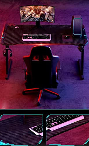 Computer-Gaming-Schreibtisch RGB LED, großer ergonomischer Gaming-Computertisch-Getränkehalter, Headset-Haken mit robustem Metall- und Holz-Computertisch für PC, L 100 cm Bild 4