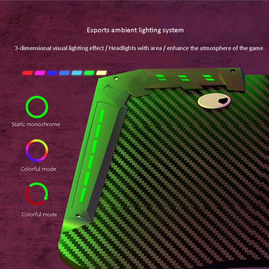 Computer-Gaming-Schreibtisch RGB LED, ergonomischer Gaming-Schreibtisch für PC, Z-förmiger Computer-Arbeitsplatz, Getränkehalter, Headset-Haken mit robustem Computertisch aus Metall und Holz Bild 2