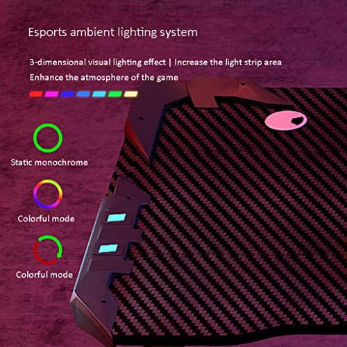 Computer-Gaming-Schreibtisch RGB LED, großer ergonomischer Gaming-Computertisch-Getränkehalter, Headset-Haken mit robustem Metall- und Holz-Computertisch für PC, L 80 cm Bild 2