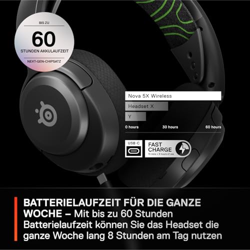 SteelSeries Arctis Nova 5X Wireless Xbox Gaming Headset– Für Xbox, PS, PC, Handy – Magnetische Neodym-Treiber – 100+ Audio Presets – 60 H Akkulaufzeit – 2,4 GHz / BT – ClearCast Gen2.X Mik Bild 5