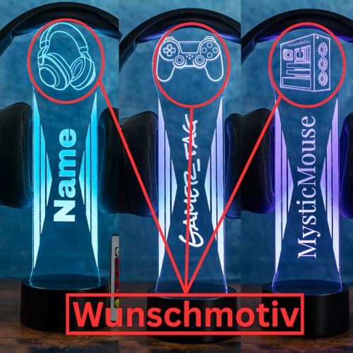 Personalisierte LED Kopfhörerhalterung, Gaming Dekoration Geschenkidee für Gamer und Zocker, 000000004 Bild 3