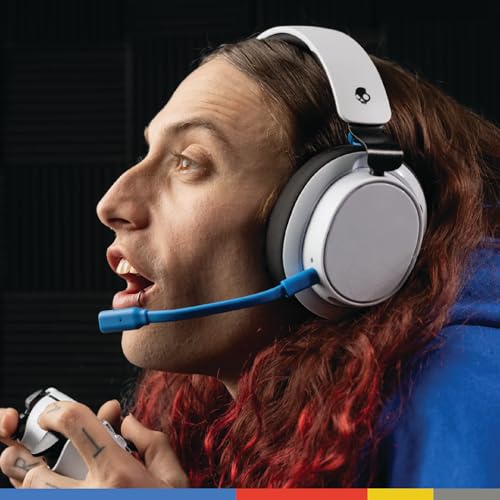 Skullcandy SLYR Pro Wireless Over-Ear Gaming Headset mit USB-A-Sender mit Besonders Niedriger Latenz für Playstation, Xbox, PC oder Nintendo Switch - White/Blau Bild 5