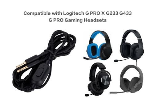 G PRO X G233 G433 G PRO Ersatzkabel, kompatibel mit Logitech G PRO X G233 G433 G PRO Gaming-Headset, Inline-Stummschaltung, Lautstärkeregler mit Mikrofon, Kopfhörer-Audio-Verlängerungskabel Bild 3