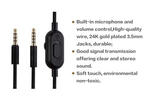 G PRO X G233 G433 G PRO Ersatzkabel, kompatibel mit Logitech G PRO X G233 G433 G PRO Gaming-Headset, Inline-Stummschaltung, Lautstärkeregler mit Mikrofon, Kopfhörer-Audio-Verlängerungskabel Bild 4