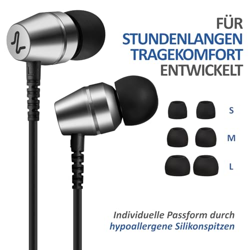 LUDOS OMNITONE Kopfhörer In Ear Kopfhörer mit Kabel und Mikrofon, 5 Jahre Garantie, In Ear Ohrhörer, 3,5 mm Klinkenstecker Earbuds, Satte Bässe Earphones, Headphones für iPhone, Huawei, Samsung Bild 5