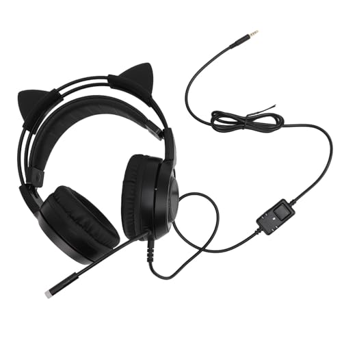 Gaming-Headset, 3,5-mm-Stecker, Stereo, Katzenohren, Over-Ear-Headset, Rauschunterdrückung, In-Line-Steuerung für PC (Yunseity7t1hod6yg0-11) Bild 3