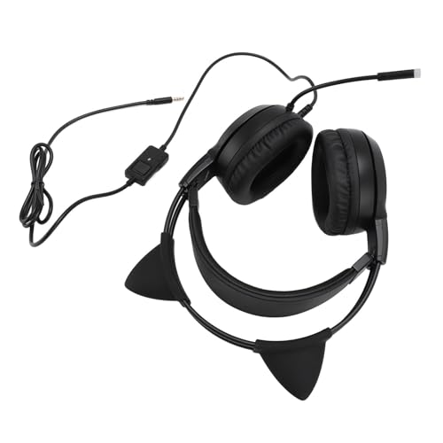 Gaming-Headset, 3,5-mm-Stecker, Stereo, Katzenohren, Over-Ear-Headset, Rauschunterdrückung, In-Line-Steuerung für PC (Yunseity7t1hod6yg0-11) Bild 4