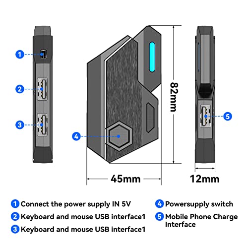 Tastatur-Maus-Konverter-Adapter, Tastatur- und Mauskonverter, Gaming-Maus-Tastaturadapter, Tastatur- und Maus-Videospielkonverter mit Plug-and-Play für Ps3 Ps5Xbox360XboxOneXbox Series X S Switch Bild 2
