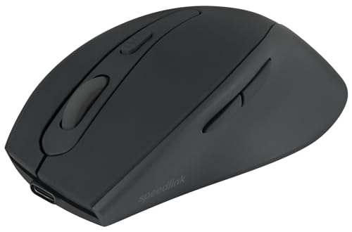 Speedlink AXON - Silent Wireless PC Maus kabellos, leiser klick, mit Akku wiederaufladbar USB-C, antibakterielle Oberfläche gummiert, ergonomisch, 2.4GHz, bis 1600dpi, schwarz Bild 2