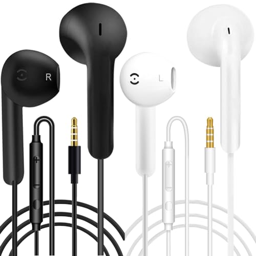 2 Pack kopfhörer mit Kabel in Ear kopfhörer Kabel Ohrhörer mit Mikrofon und Lautstärkeregler Headset mit 3.5mm Kopfhörern für Phone Samsung Huawei Android Smartphone Laptop MP3 Players Bild 1