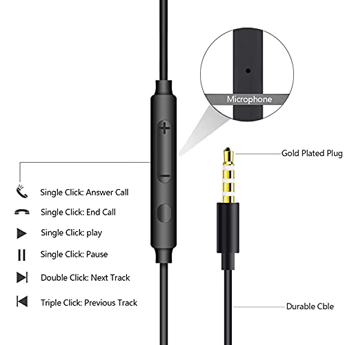 2 Pack kopfhörer mit Kabel in Ear kopfhörer Kabel Ohrhörer mit Mikrofon und Lautstärkeregler Headset mit 3.5mm Kopfhörern für Phone Samsung Huawei Android Smartphone Laptop MP3 Players Bild 3
