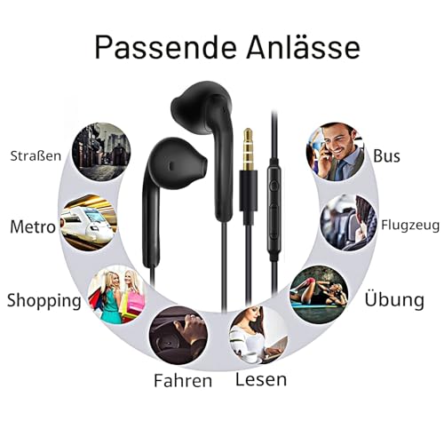 2 Pack kopfhörer mit Kabel in Ear kopfhörer Kabel Ohrhörer mit Mikrofon und Lautstärkeregler Headset mit 3.5mm Kopfhörern für Phone Samsung Huawei Android Smartphone Laptop MP3 Players Bild 6