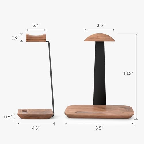Walnussholz Kopfhörer Ständer, Tisch Headset Halterung Halter mit Aufbewahrungsbasis, kompatibel mit AirPods Max, Beats, Bose, Sony, Sennheiser, Gaming, etc Bild 2