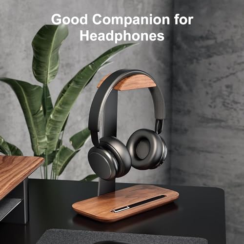 Walnussholz Kopfhörer Ständer, Tisch Headset Halterung Halter mit Aufbewahrungsbasis, kompatibel mit AirPods Max, Beats, Bose, Sony, Sennheiser, Gaming, etc Bild 3