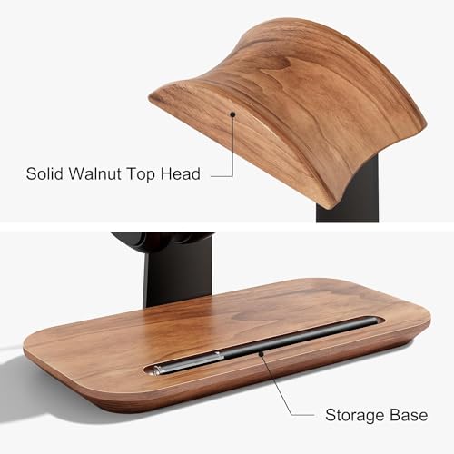 Walnussholz Kopfhörer Ständer, Tisch Headset Halterung Halter mit Aufbewahrungsbasis, kompatibel mit AirPods Max, Beats, Bose, Sony, Sennheiser, Gaming, etc Bild 5