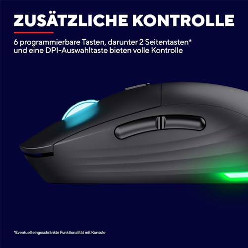 Trust Gaming GXT 927 Redex+ Gaming Maus Kabellos 25K DPI 2.4GHz 94 Stunden Akkulaufzeit, Kailh-Schalter, 6 Programmierbare Tasten, RGB Wiederaufladbare Gaming-Maus Laptop Computer – Schwarz Bild 5