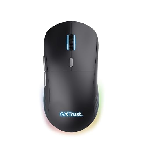 Trust Gaming GXT 926 Redex II Gaming Maus Kabellos 2.4GHz 65 Stunden Akkulaufzeit, Kailh-Schalter, 10000 DPI, 6 Programmierbare Tasten, Wiederaufladbare Gaming-Maus Laptop Computer – Schwarz Bild 1