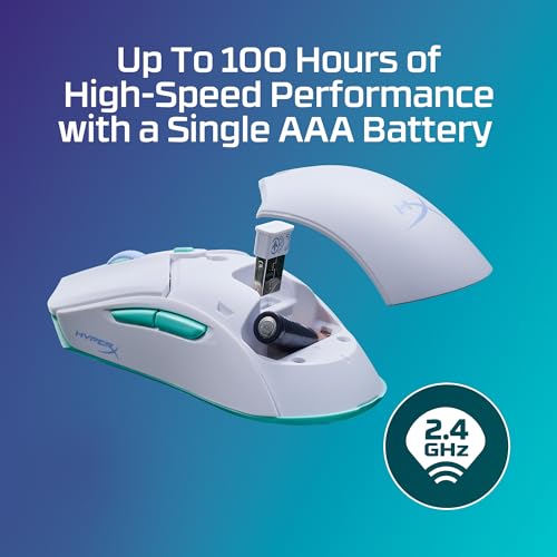 HyperX Pulsefire Haste 2 Core Wireless - Gaming-Maus für PC, Lange Akkulaufzeit, leicht, benutzerdefinierter Kernsensor, duale drahtlose Konnektivität, Weiß Bild 3