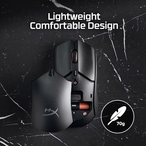 HyperX Pulsefire Haste 2 Core Wireless Gaming-Maus – Leichtgewicht mit 2,4 GHz & Bluetooth, bis zu 100 Std. Akkulaufzeit, 12000 DPI, RGB, für PC & Konsole, Schwarz Bild 5