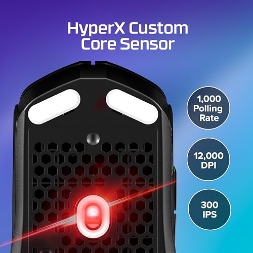 HyperX Pulsefire Haste 2 Core Wireless Gaming-Maus – Leichtgewicht mit 2,4 GHz & Bluetooth, bis zu 100 Std. Akkulaufzeit, 12000 DPI, RGB, für PC & Konsole, Schwarz Bild 6