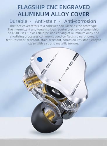 KINBOOFI KBEAR KS10 Ohrmonitore Kopfhörer, professionelle Kabel Ohrhörer Earphone, HiFi Kbear im Ohrmonitor Kopfhörer Musiker Headset IEM Kopfhörer mit abnehmbarem 2 Pin Kabel（Lila, ohne Mikrofon） Bild 3