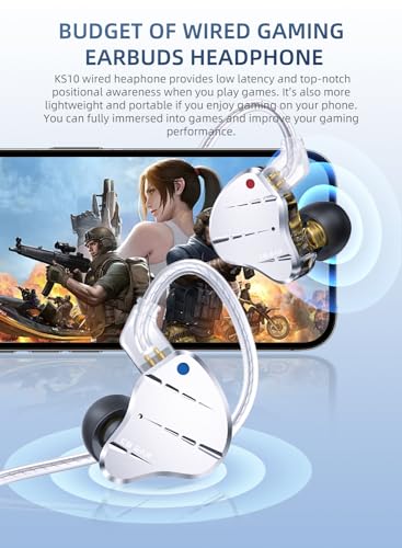 KINBOOFI KBEAR KS10 Ohrmonitore Kopfhörer, professionelle Kabel Ohrhörer Earphone, HiFi Kbear im Ohrmonitor Kopfhörer Musiker Headset IEM Kopfhörer mit abnehmbarem 2 Pin Kabel（Lila, ohne Mikrofon） Bild 6