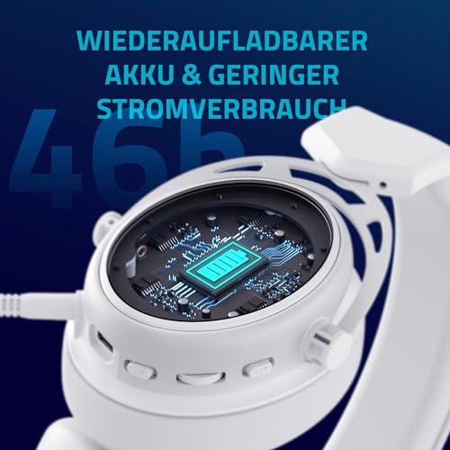 Rapoo VH800 kabelloses Gaming Over-Ear Headset, Flexibles Mikrofon mit Stummschaltung, Ohrpolster Kunstleder, 46h Akku, Headphone Bluetooth und 2,4Ghz PC/Mac/Xbox One/PS4/Nintendo Switch - White Bild 7