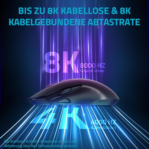 Rapoo V30PRO kabellose 2,4 GHz High-Performance Gaming-Maus mit 26000 DPI optischem Sensor, 50 G Beschleunigung, 650 IPS, bis zu 160h Akkulaufzeit, PC/Mac - Schwarz Bild 3