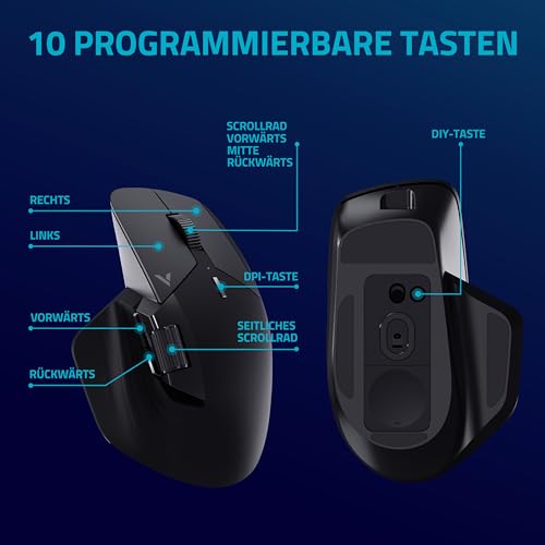 Rapoo VT0PRO kabellose 2,4 GHz High-Performance Gaming-Maus mit 26000 DPI optischem Sensor, 50 G Beschleunigung, 650 IPS, bis zu 160h Akkulaufzeit, PC/Mac - Schwarz Bild 4