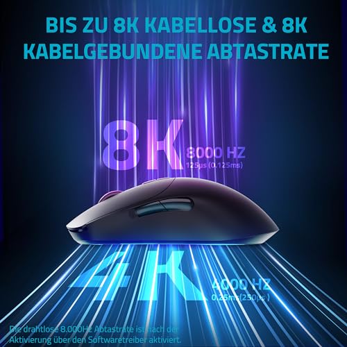 Rapoo V200PRO kabellose 2,4 GHz High-Performance Gaming-Maus mit 26000 DPI optischem Sensor, 50 G Beschleunigung, 650 IPS, bis zu 160h Akkulaufzeit, PC/Mac - Schwarz Bild 3