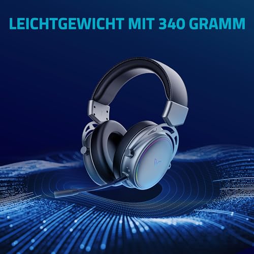 Rapoo VH800 kabelloses Gaming Over-Ear Headset, Flexibles Mikrofon mit Stummschaltung, Ohrpolster Kunstleder, 46h Akku, Headphone Bluetooth und 2,4Ghz PC/Mac/Xbox One/PS4/Nintendo Switch - Space Grey Bild 2