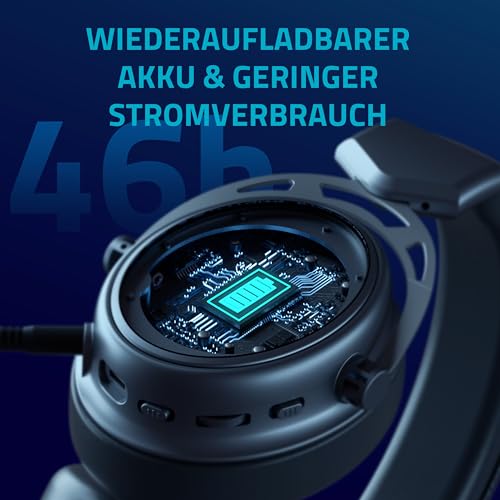 Rapoo VH800 kabelloses Gaming Over-Ear Headset, Flexibles Mikrofon mit Stummschaltung, Ohrpolster Kunstleder, 46h Akku, Headphone Bluetooth und 2,4Ghz PC/Mac/Xbox One/PS4/Nintendo Switch - Space Grey Bild 7
