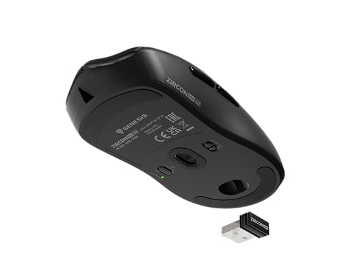 Genesis Zircon 500 G2 Wireless Gaming Maus – 10.000 DPI Pixart PMW3325, 2,4 GHz/BT 5.0/USB-C, 52 g Ultraleicht, mechanische Huano 90M Switches, 6 Tasten, Makros & Software, PC/Windows/Linux Bild 4