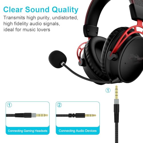 Ersatz-Cloud-Alpha-Kabel, Audiokabel mit Stummschaltung und Lautstärkeregler, kompatibel mit Kingston Cloud Alpha und Cloud Mix Gaming-Headset, Schwarz Bild 4