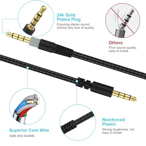 Ersatz-Cloud-Alpha-Kabel, Audiokabel mit Stummschaltung und Lautstärkeregler, kompatibel mit Kingston Cloud Alpha und Cloud Mix Gaming-Headset, Schwarz Bild 6