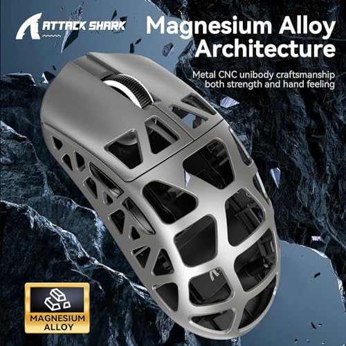 ATTACK SHARK R3 Magnesiumlegierungsmaus, kabellose 8K-Maus, 46 g SUPERLIGHT-Maus, PixArt PAW3395-Gaming-Sensor, BT/2,4 G/kabelgebundene Gaming-Maus, einstellbare DPI 26000, Büromäuse für Win11/Xbox/PS Bild 3
